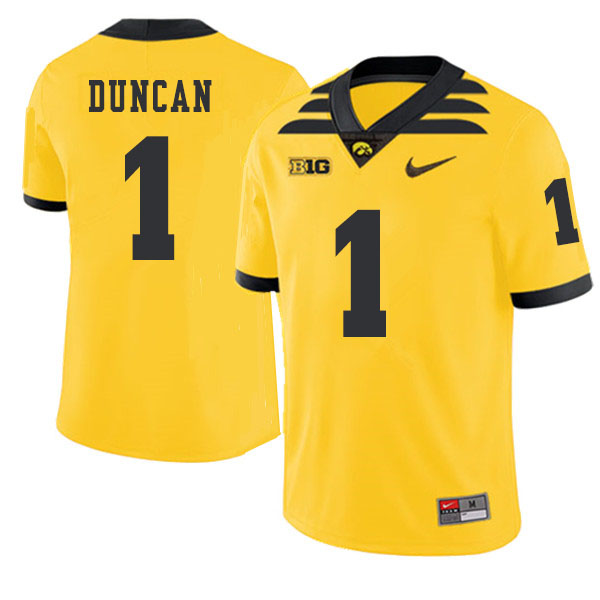 2019 Men #1 Keith Duncan Iowa Hawkeyes College Football Alternate Jerseys Sale-Gold - Click Image to Close